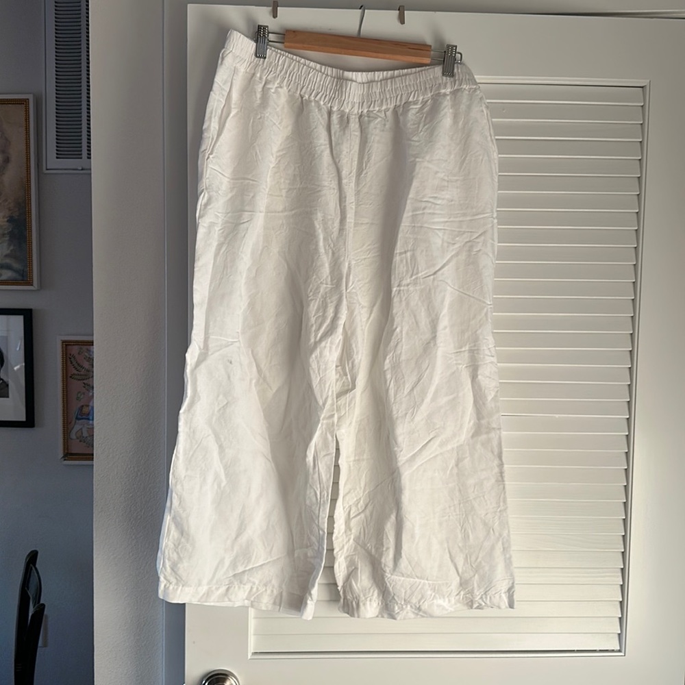H&M white linen cropped pants - size LG